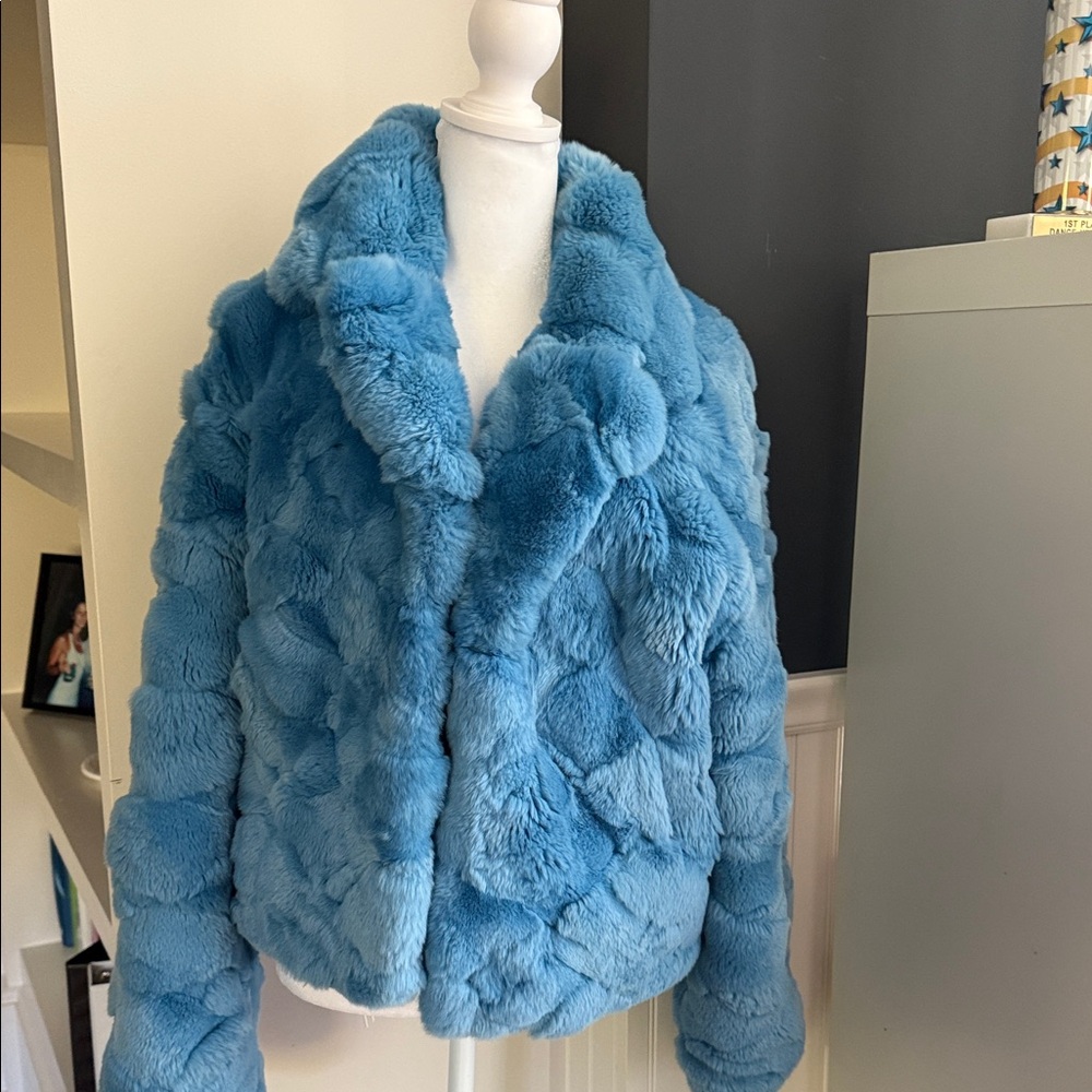 Women’s blue fur jacket